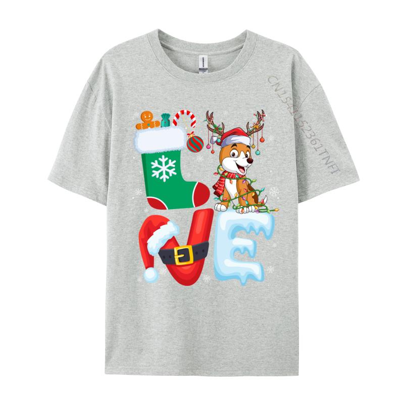 Dog Lover Santa Hat Christmas Tree Lights Dog Owner Xmas Tshirt Oversize Cotton Shirt For Men T-Shirt