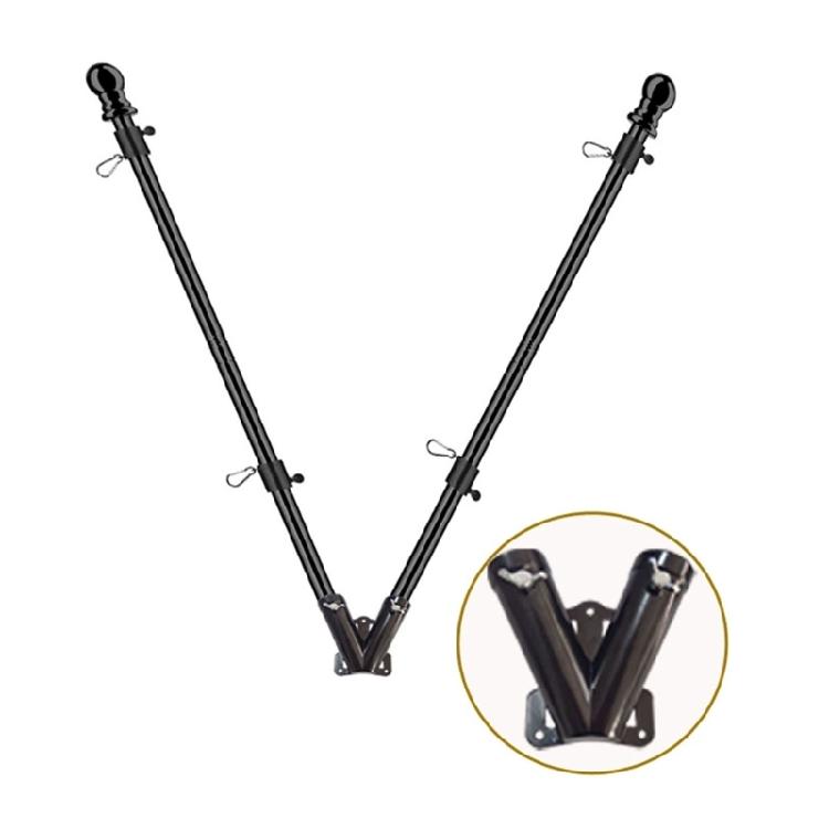 Multifuntional Double Hole Flag Poles Bracket Designed for High Wind Areas Metal Construction for Long Lasting Use