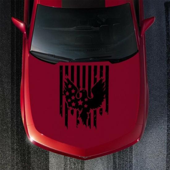 Truck Car Hood Wrap Decal Vinyl Sticker American Flag Bird Graphic Styling Decor
