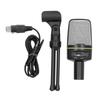 3.5mm Studio Recording Condenser Microphone with Volume Control Black Gaming Condenser Microphone with Desktop Tripod