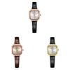 Retro Geometric Small Square Watch With Waterproof Leather Strap For Women