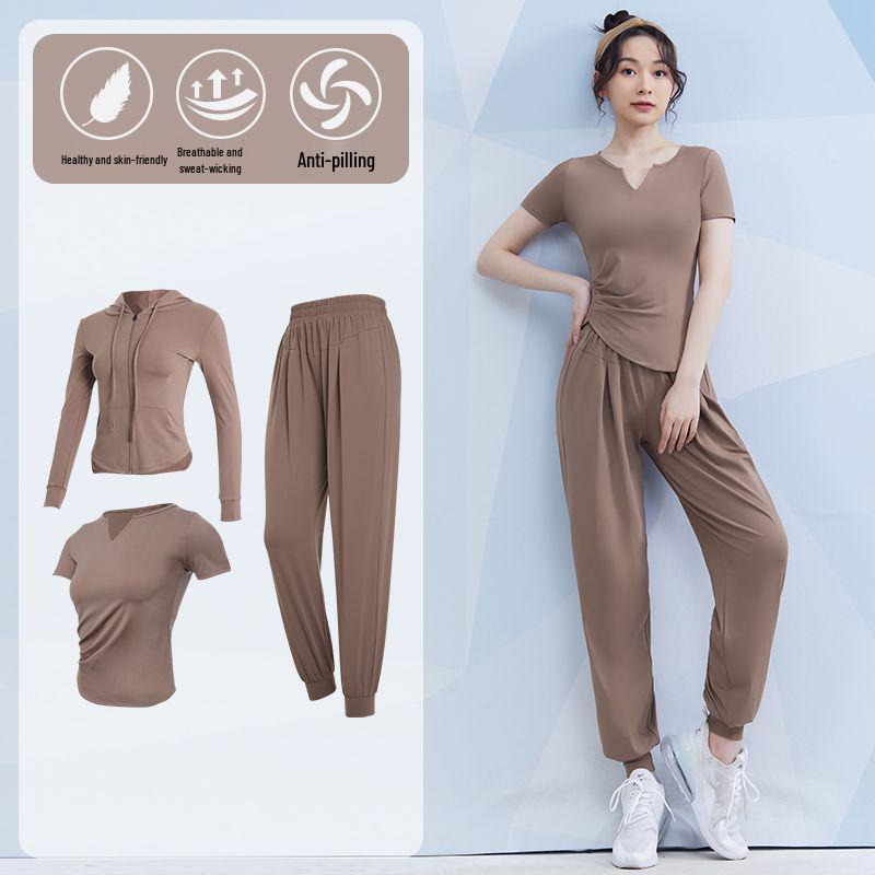 Women's Spring/Summer Yoga Suit Set - Short Sleeve Activewear for Outdoor Runs, Pilates, and Fitness Training