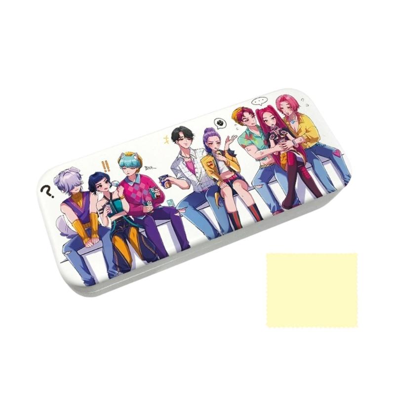 Anime PU Leather Glasses Case Witch Hunters Design Soft Lining for Scratch Prevent Eyewear Holder for Daily Travel Use