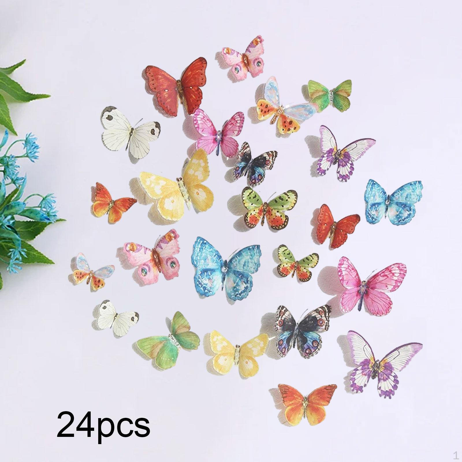 

24 Pieces Butterfly Wall Decors 3D Butterflies Stickers Home Decoration Removable PVC Durability