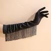 Fringed Elbow Gloves 17.7" Vintage Long Opera Pageant Gloves 1920s