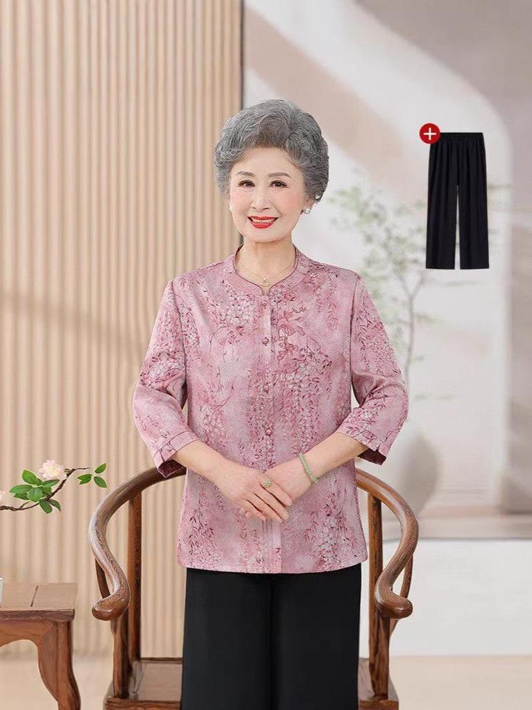 Grandma Summer Clothing Set: Short-Sleeved Cardigan for Petite Women In Their 60s and 70s