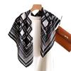 Square 90Cm Imitation Silk Large Square Scarf Retro Literary Printing Shawl Versatile Herringbone Scarf Headscarf Female