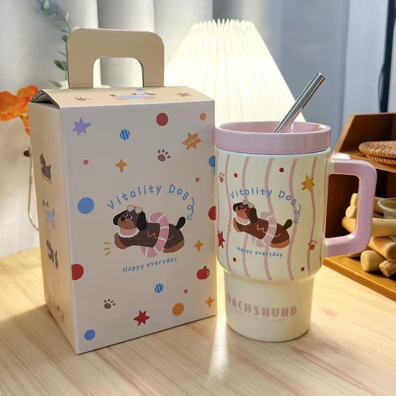 

Large Capacity Ceramic Milk Cup Household Cute Drinking Cup Mug Birthday Gift Cup 650ml