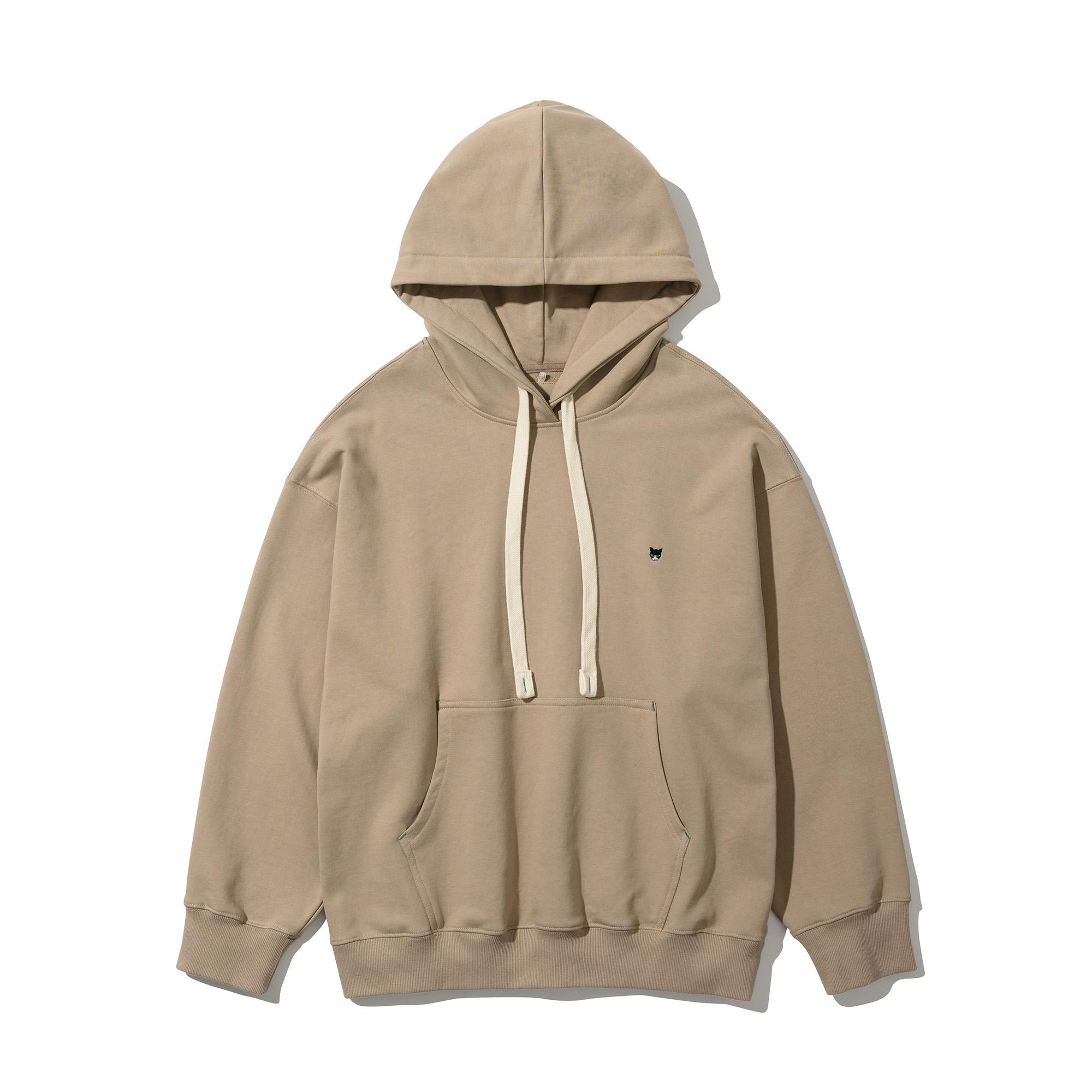 Ujb Coming Logo Embroidered Hoodie Beige L