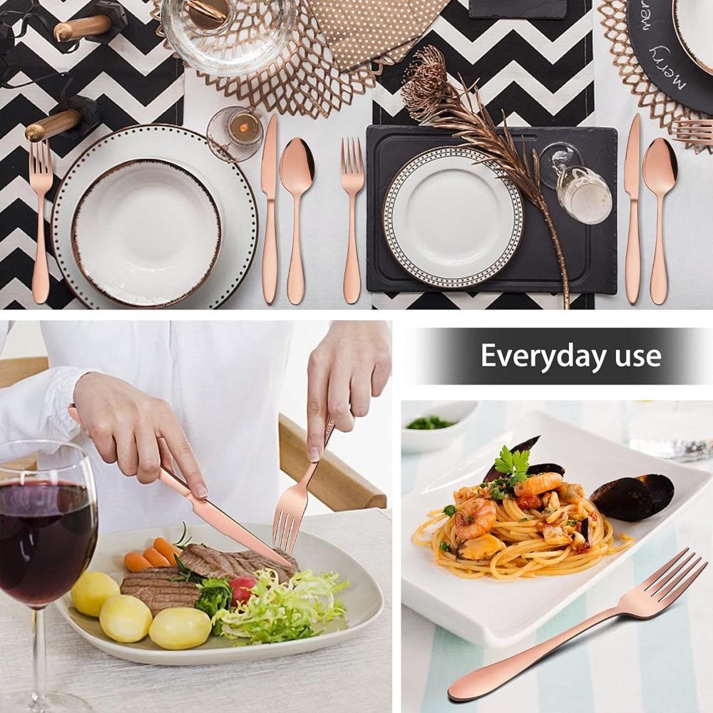 5 Piece Gold Silverware Set Cutlery Set Stainless Steel Cutlery 4-person Serving Easy To Clean, Dishwasher safe Reusable