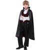 Boys Vampire Costume Set Black Red Cape Formal Outfit Halloween Party Stage Performance