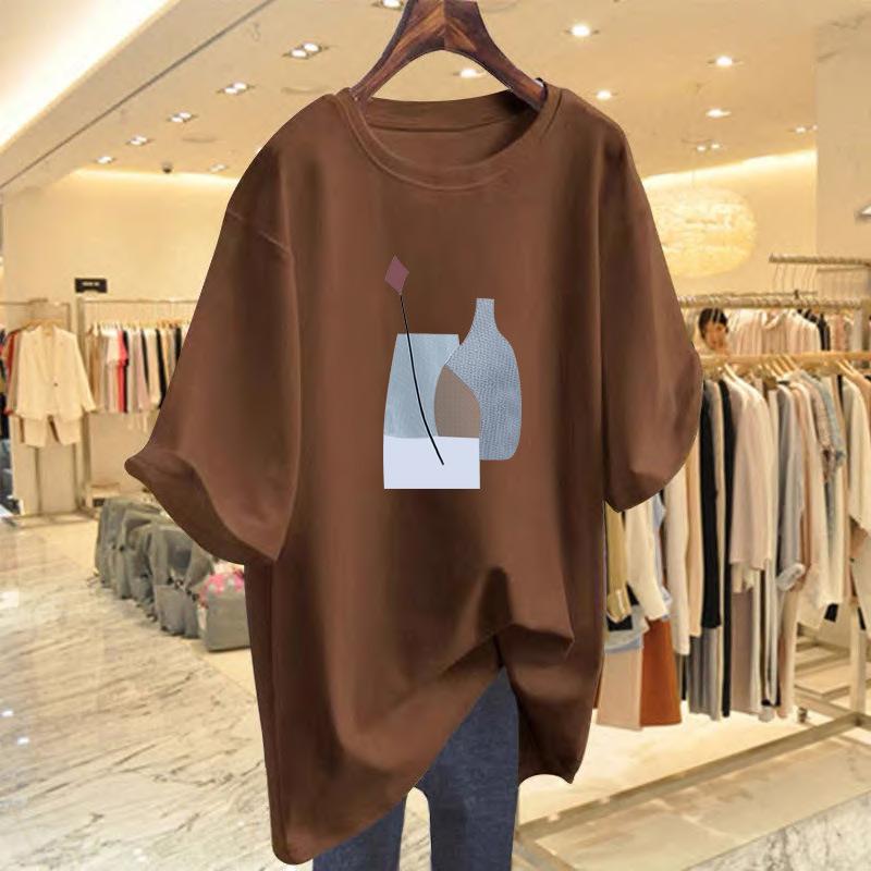 

Crew neck short-sleeved women s loose t-shirt 2025 spring and summer thin middle-aged women s versatile t-shirt women s top XXXL