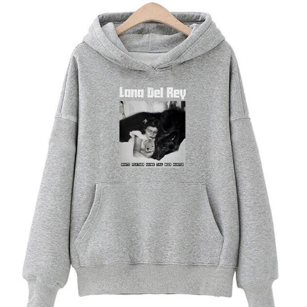 White Feather Hawk Tail Deer Hunter Lana Del Rey Hoodies Gift Apparel Hoody Long Sleeve Retro Harajuku Graphic Clothing Unisex