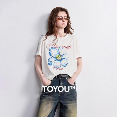 Chuyu Women's Power Series 2026 Summer Round Neck Printed T-shirt