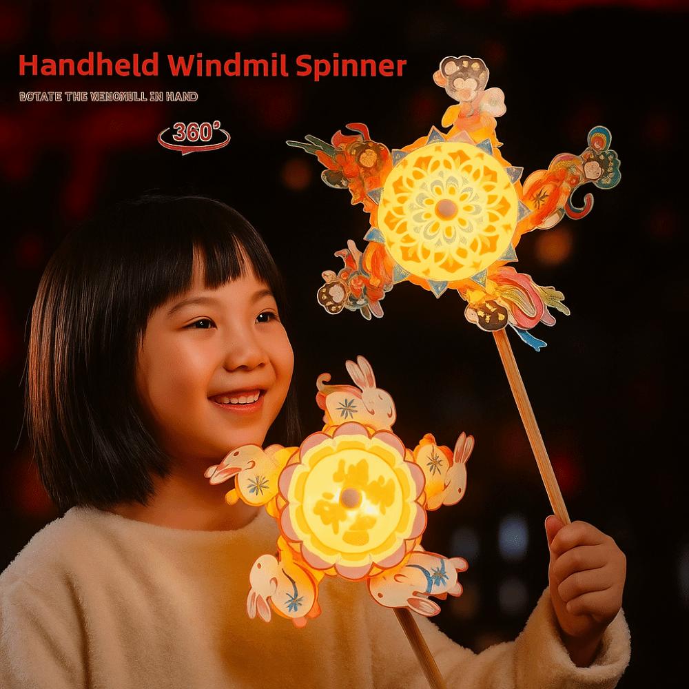 Light up Rotating Windmill Lantern DIY Material Bag Rabbit Windmill Lantern Children Toys