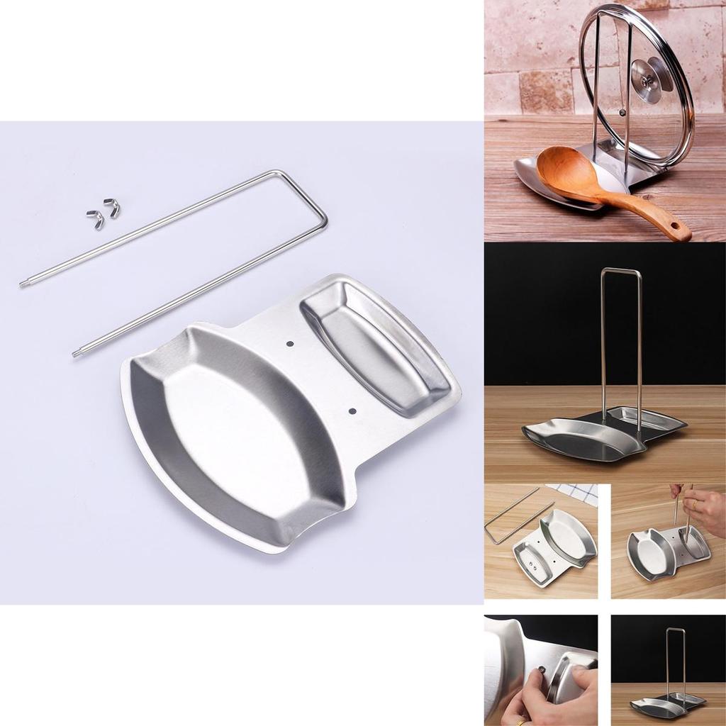 Premium Stainless Steel Pan Pot Cover Lid Rack Stand With Soup Spoon Storage For Organized Kitchens
