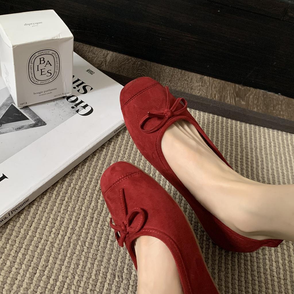 Studiolee Small Round Head Ballet Style Bow Soft Face Light Mouth Flat Bottom Single Shoes Women's Autumn