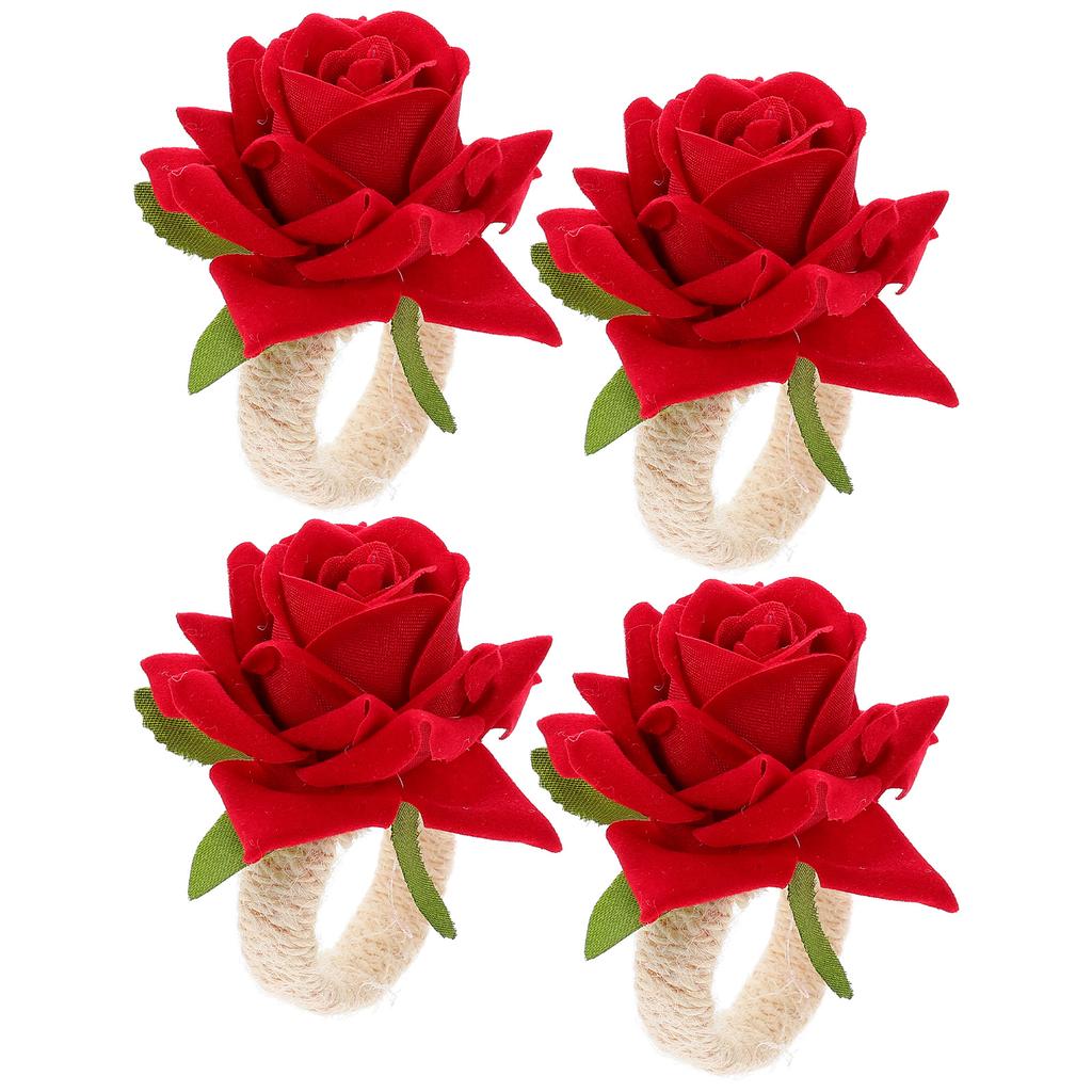 4pcs Napkin Rings Flower Napkin Holder Dinner Table Decor Decorative Buckle For Wedding Party Tea Party Home Supplies