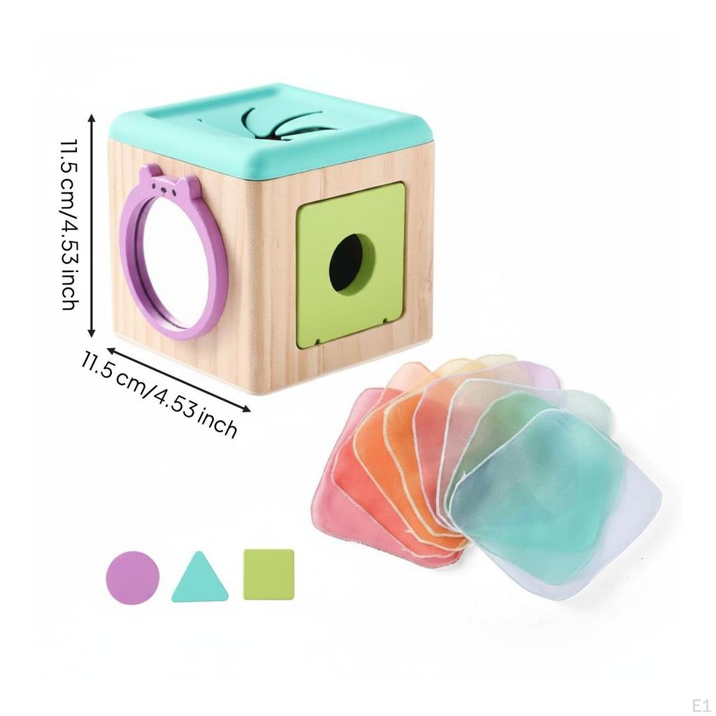 Mirror Busy Cube Cognitive Training Wooden Tissue Box Toy Hand Eye Coordination Shape Matching