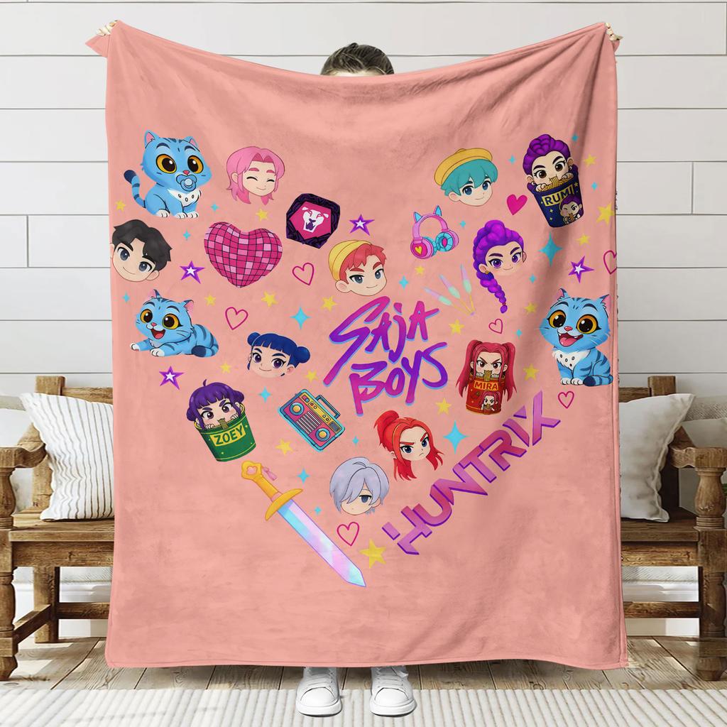 Blanket Print K - Pop Demon Hunters Flannel Blanket Latest Fashion Pop Girl Group
