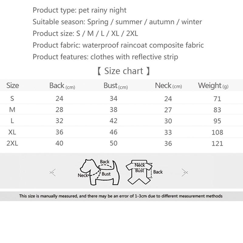 S-2XL PU Dog Raincoat Waterproof Small Medium Pets Rain Coat Reflective Dog Clothes for Small Dog Hooded Jumpsuit Pet Clothing