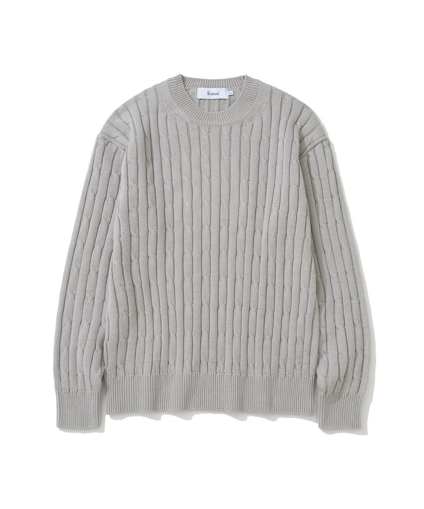 KNITTED [Nitied X Fashion Planet] Cable Round Knit Grey