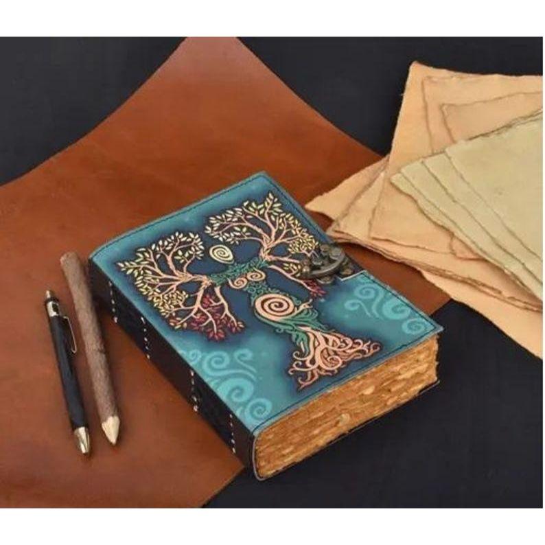 Mother of Earth Leather Journal 7*5 Inch , Handmade Antique Deckle Edge Paper, Leather Book, , Sketchbook , Notebook Journal