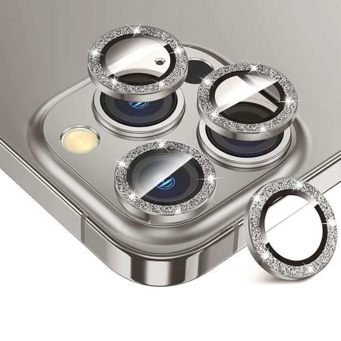 Protection Caméra - pour iPhone - 15 Pro/Pro Max - Verre Trempé - Aluminium - Titane Naturel