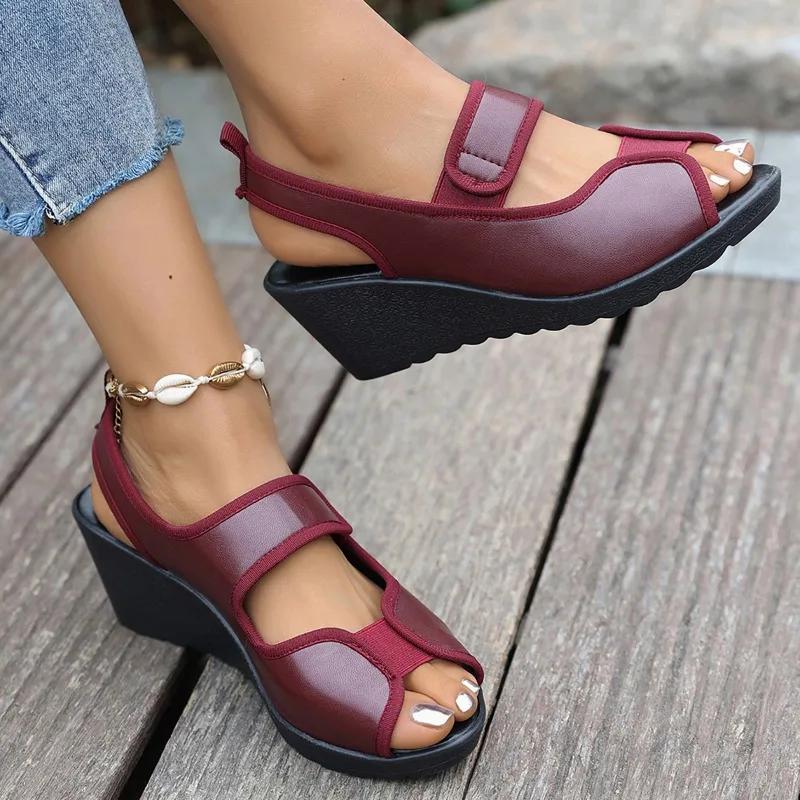 2025 Hot Sale Shoes Female Peep Toe Women's Sandals Plus Size Casual Elastic Band Best Outdoor Seller Wedge Sandals