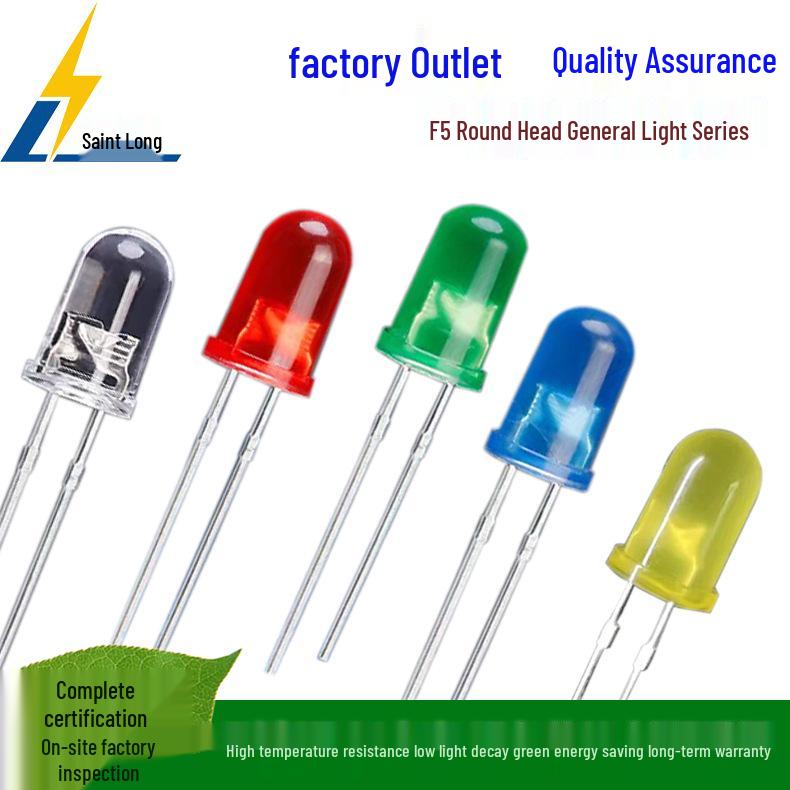 F3/5MM LED Lamp Beads: Multi-Color Assorted Light Emitting Diodes (Red, Green, Blue, Yellow, White) Boxed Set
