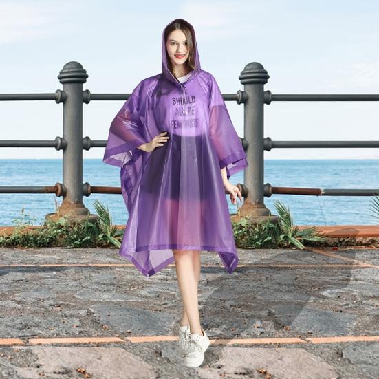 Transparenter EVA-Regenmantel mit Kapuze für Erwachsene, Unisex, mittellanger Poncho mit Druckknöpfen, wasserdicht, winddicht, Wanderregenmäntel für Männer und Frauen