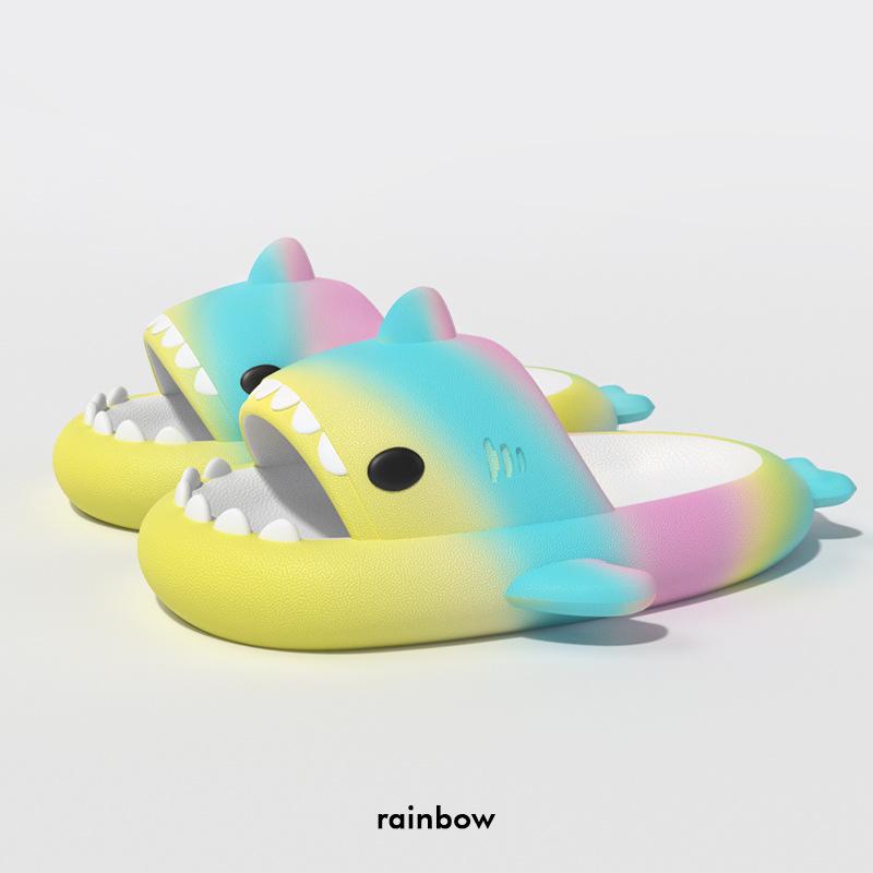 Rainbow Shark EVA Thick Sole Slippers - 4cm