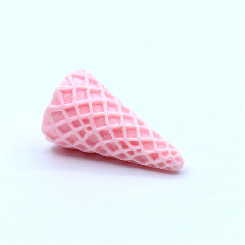 6pcs 20*37mm Cute 3D Resin Ice Cream Cone Base Simulation Miniature Food Art Flatback Cabochon DIY Craft Decoration