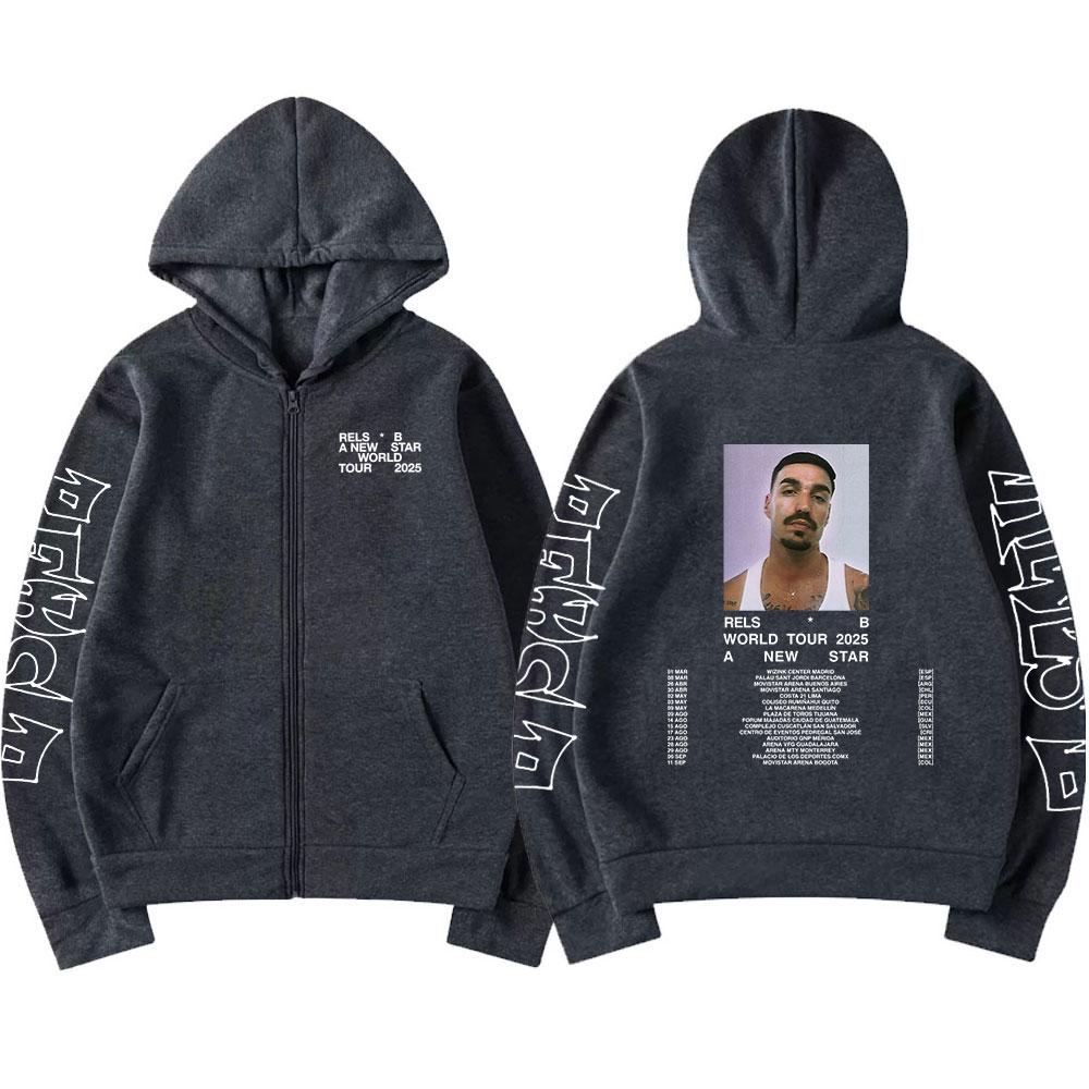 Rels B A New Star Welttournee Reißverschluss-Hoodies Herren Damen Kleidung Hip Hop Zip-Up Sweatshirts Übergroße Langarm-Pullover