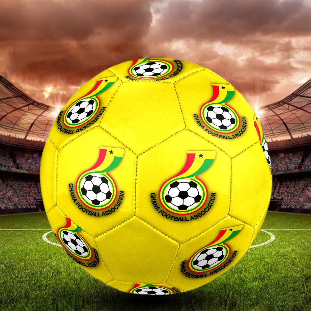 Ghana Football Indoor Soccer Ball Colorful All Ages Size 5 Machine Stitched PVC Competition Ready Durable High-Bounce