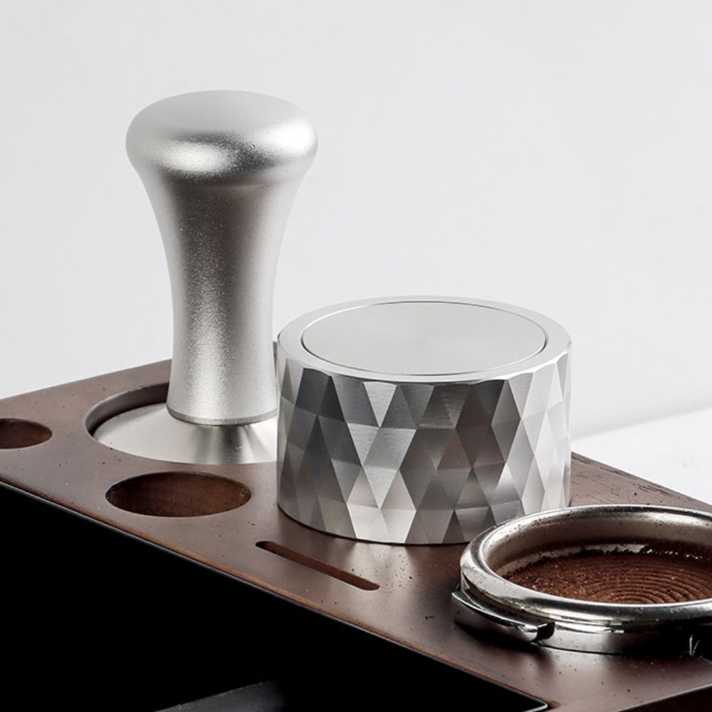 51/53/58mm Gravity Coffee Tamper Stainless Steel Whirlwind Pattern Base Coffee Powder Distributor Diamond Texture
