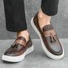 New Luxury Designer Men's Knit Pattern Tassels Loafter Leisure Platform Shoes Male Walking Dress Wedding Footwear Zapatos Hombre