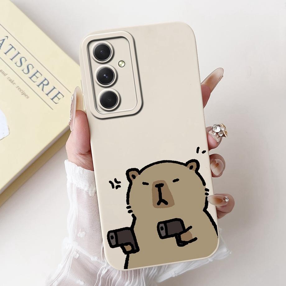 Phone Case For Samsung Galaxy A55 A54 5G Camera Shockproof Soft Liquid Silicone Bumper On Samsung A54 A 55 Funny Animals Meme
