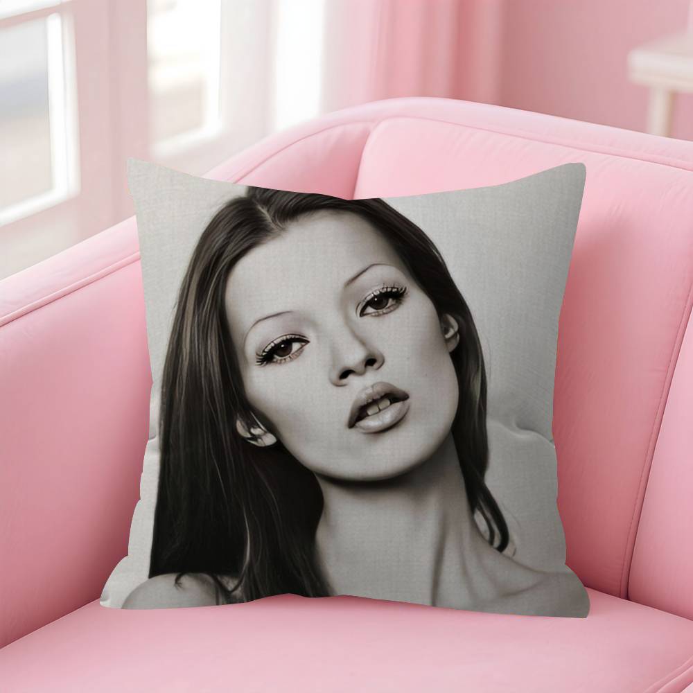 1pcs Beauty K-Kate Moss Double-sided Printed pillow cover Short plush Suitable living rooms bedrooms sofas throw cushion cover