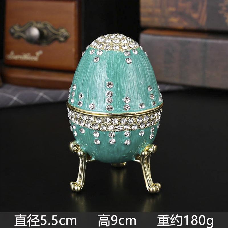 

Enamel Egg Jewelry Box with Rhinestones, Turquoise Decorative Trinket Box for Rings Earrings, Easter Gift for Women зелёный