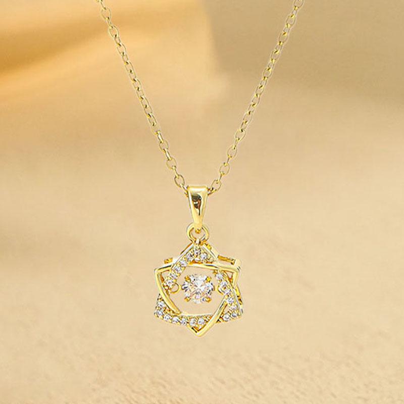 "2024 Intelligente Fünfzackiger Stern Anhänger Halskette - Leichter Luxus Europäisches & Amerikanisches Design für Frauen"