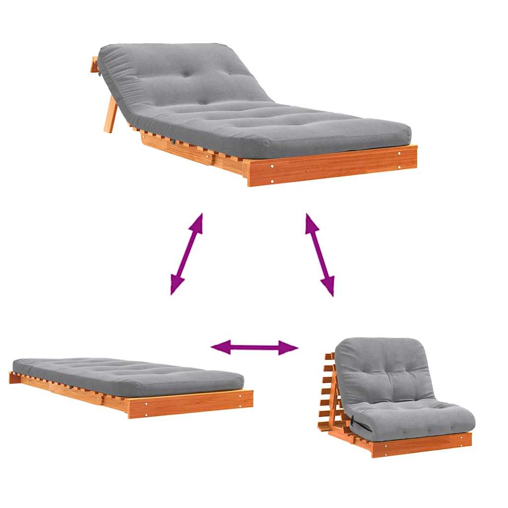 Vidaxl Sofa Rozkładana Futon, Z Materacem, Woskowy Brąz, 80X206X11 Cm