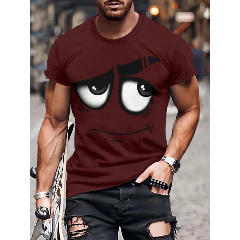 3D Graphic Men's Casual Men's Novelty Graphic Tee Casual Polyester Crew Neck T-Shirt Machine Washable Shirt