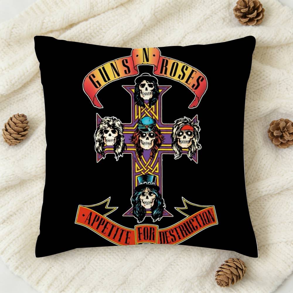 Gnr Band Guns N Roses Double-Sided Printed Square Decorative Cushion Cover For Sofa Living Room Home Decor