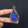 Lapis Lazuli Gemstone Pure Copper Wire Wrapped Handmade Pendant Jewelry Gift
