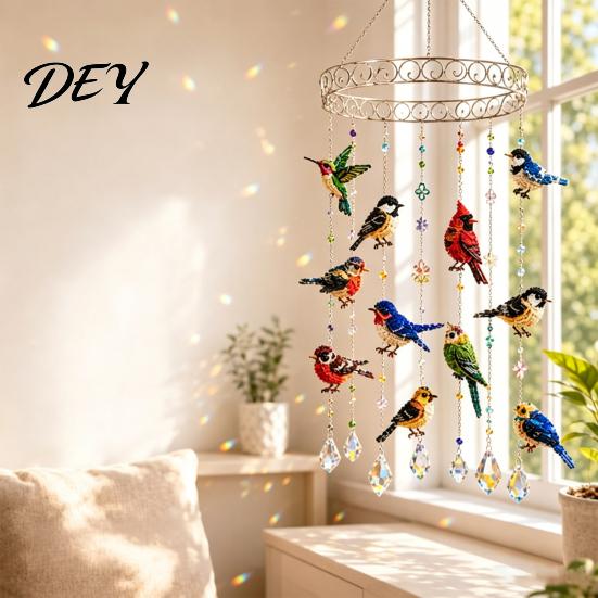 Modern Minimalist Patio Decor Graceful Bird Wind Chime, Stained Outdoor Sun Catcher Windchime, Colorful Yard Dreamy Romantic Room Accents Decorations,