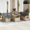 VidaXL Garden Furniture Set with Cushions 9 Pcs Beige Braided Resin Acacia, Outdoor Sofa Set, Garden Lounge, 3328046
