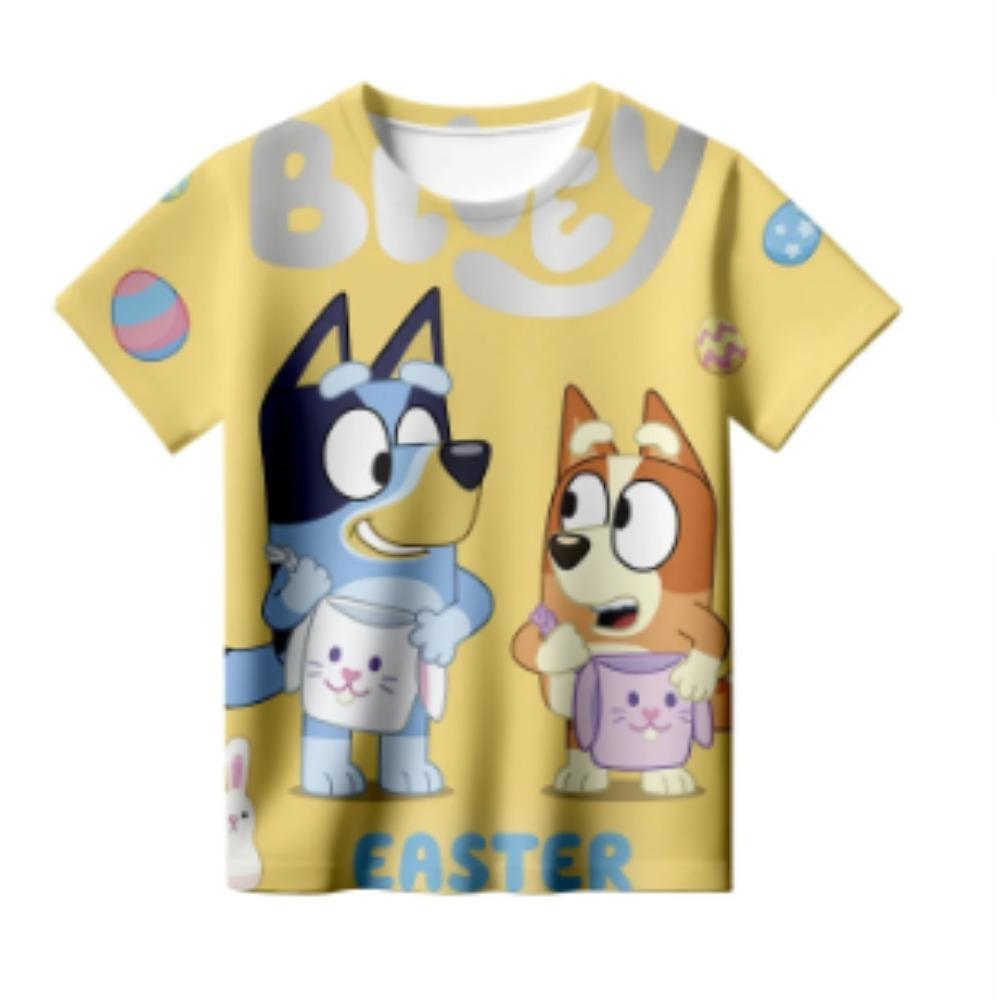2026 Unisex Toddler Bluey 3D Tee Summer Lightweight Cool Short Sleeve Cartoon Anime Print T-Shirt for Boys & Girls Daily