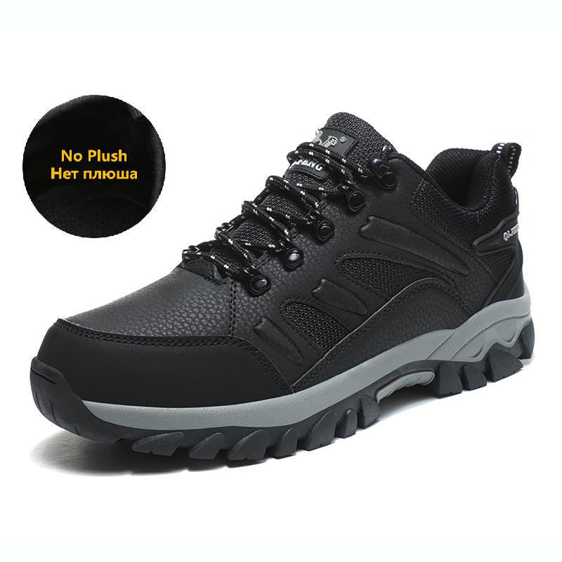 Brand Winter Warm Couple Snow Boots Leather Waterproof Men's Boots Outdoor Rubber Lace-Up Men Hiking Boots Work Shoes Size 36-48