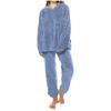 Set Pigiama da Donna con Fodera in Pile e Ispessito, Girocollo, Pantaloni Lunghi
